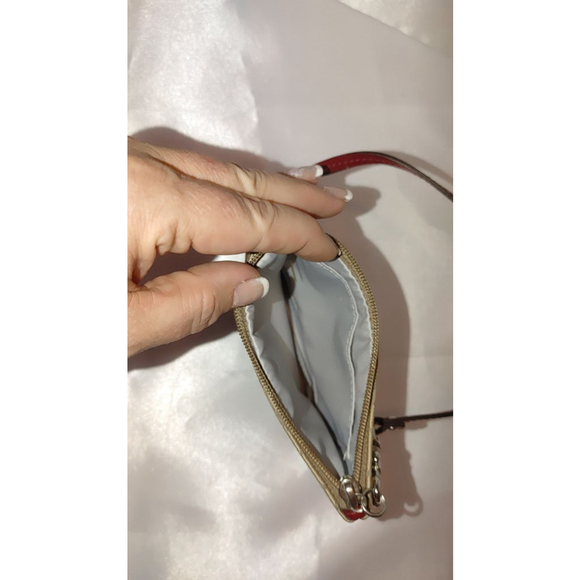 Coach Poppy Jacquard Wristlet Small Beige and Red - Picture 5 of 6